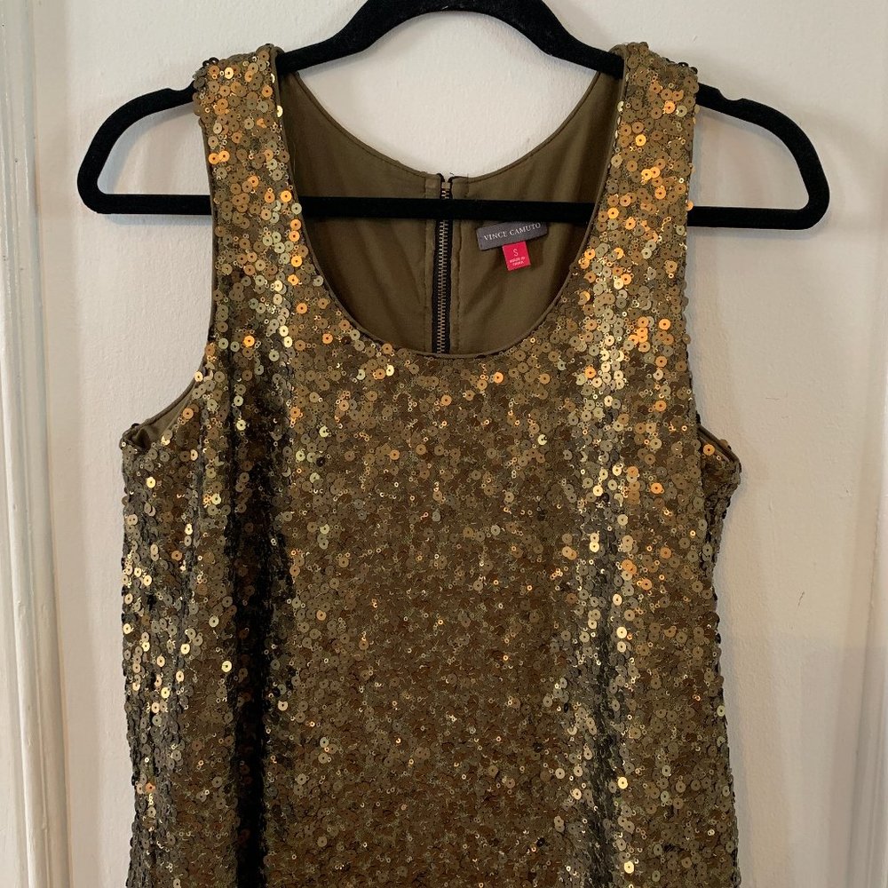 Vince Camuto Olive Green Sequin Top